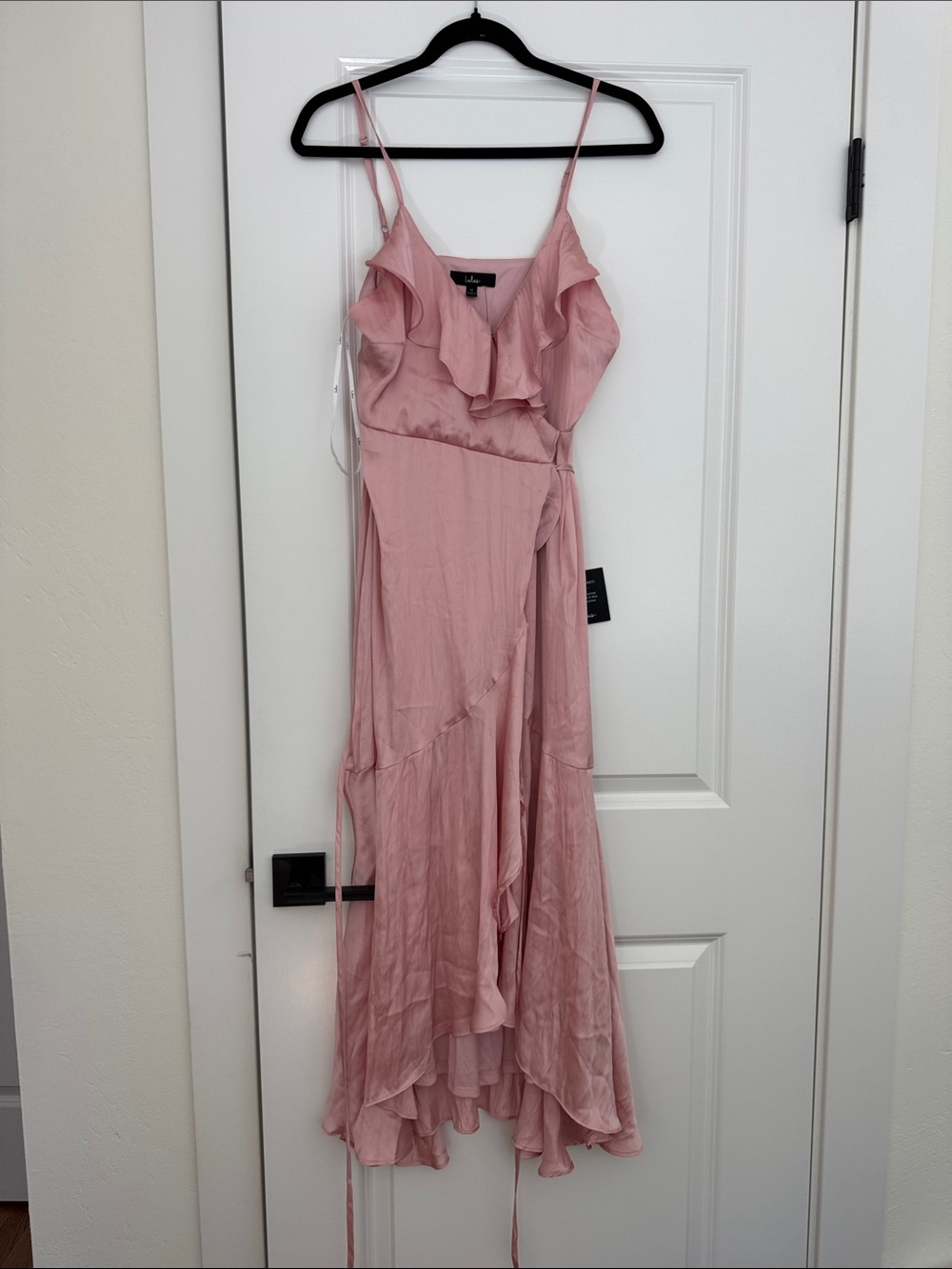Ruffled Pink Wrap Midi Dress